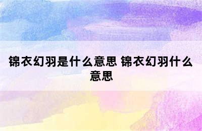 锦衣幻羽是什么意思 锦衣幻羽什么意思